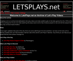 letsplays.net: LetsPlays.net -  Let's Play Video Games and Video Walkthroughs for Nintendo, Sega, Atari, Xbox, Playstation and More
Let's Play Video Games and Video Walkthroughs for consoles and computers.