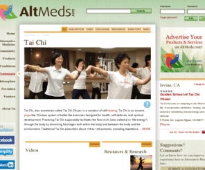 tai-chi-benefits.com: Tai Chi
Tai Chi : Tai Chi, also sometimes called Tai Chi  Chuan, is a variation of self-healing.  Tai Chi is an ancient, yoga-like Chinese system of ballet-like exercises designed for health, self-defense, and spiritual development.
Practicing Tai Chi supposedly facilitates the flow of chi (also called qi or "life energy") through the body by dissolving blockages both within the body and between the body and the environment.
Traditional Tai Chi prescribes about 108 to 128 postures, including repetitions. 