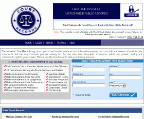 courtrecords.org: Court Records, Criminal Records, Arrest Records and Police Records - CourtRecords.org
CourtRecords.org Registration - quick and easy availability to search the Civil Court Public Records. Find out what you need to know for Civil Court Records, Superior Court Online Records and Arrest Warrant Records.