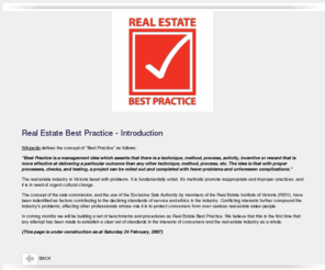realestatebestpractice.com: Real Estate Best Practice
Introducing the Real Estate Lawyer - the only real estate professional qualified to provide full real estate agency representation and sell your property for the best price the market will bear, through the safe and transparent Fair Deal Negotiation Process.