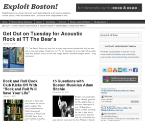 exploitboston.com: Boston's music discovery event guide | Exploit Boston!
Exploit Boston! is a music discovery event guide featuring boston concert calendar, music videos and internet radio