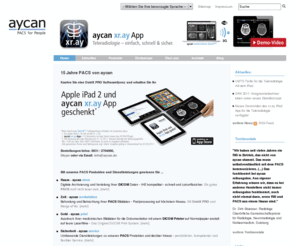 aycan.de: PACS Archivierung, DICOM Printer, OsiriX, eFilm
Die aycan Digitalsysteme GmbH ist ein PACS Hersteller für DICOM Print, PACS Archiv, OsiriX PRO, eFilm.