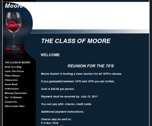 moorehigh1973.com: Moore High School Class of 1973 - WELCOME
Moore High School Class of 1973 website for classmate news, reunions and message boards.