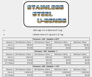 stainlesssteelubends.com: Stainless Steel Ubends
Stainless steel and mild steel U-Bends ande J-Bends.