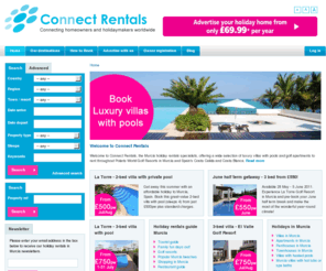 connectrentals.com: Rent Murcia villas with pool & Self catering holiday rentals in Murcia Spain by Connect Rentals
Connect Rentals is a Murcia villas and Murcia  holiday rentals specialist offering luxury villas in Murcia with pools to rent, golf villas and holiday apartments on the Costa Calida Spain. Get more bookings and advertise your property today!