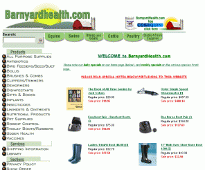 barnyardhealth.com: Barnyard Health - one stop for horse, sheep, swine, cattle, poultry and pet supplies
