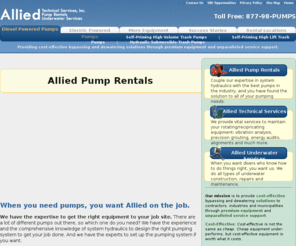 alliedpumprentals.com: Allied Pump Rentals – Godwin self-priming trash pumps, submersible dewatering pumps and sewage pumps
Pump rentals, bypassing and dewatering solutions using Godwin self-priming pumps, high lift pumps, trash pumps,
  submersible dewatering pumps, underwater services, pump consulting services.