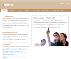 mysumma.net: Summa  - Application Modernization and SOA Specialists
Summa provides IT consulting services, specializing in helping companies evaluate and implement IT modernization strategies to better meet business objectives