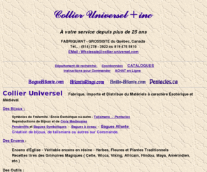 collier-universel.com: Collier Universel
Site d'information et de vente, Artisan fabriquant de bijoux symbolique, talisman de protection, Préparation d'encens Véritable et traditionnel.