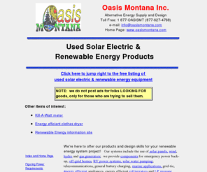 oasismt.com: Free classified listings to sell your used solar electric and Renewable Energy equipment sponsored by Oasis Montana
Renewable energy supply used and surplus site for you Renewable Energy project