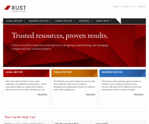 rustconsulting.com: Rust Consulting | Legal, Business, and Public Sector Project Management
Clients trust Rust's experience and expertise in designing, implementing, and managing complex, time-sensitive projects.