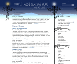 adamfasoldt.net: Home - Harvest Moon Campaign World
The Harvest Moon Campaign World is a unique setting for a highly modified version of the Dungeons and Dragons 3rd edition role playing game.  The world is based a future, post-apocalyptic vereion of our own and the people and creatures that inhabit it are unique.
