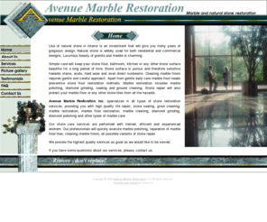 avenuemarblerestoration.com: Cleaning marble floors, marble restoration
Avenue Marble Restoration offers marble polishing, marble cleaning, marble care, marble restoration, marble floor care, marble repair