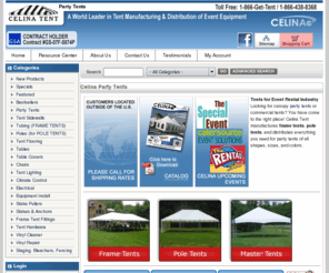 gettent.com: Celina Tent
Party Tent: Specializing in party tents, tent, tents, canopy, tent canopy, rental tent, rental tents, tent rental, wedding tent, tent manufacturer, pole tent, circus tent, circus tents, and used tents