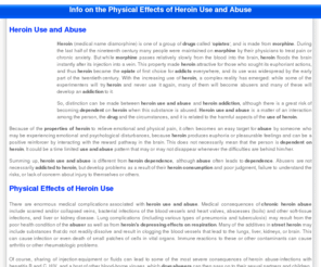 heroin-abuse.com: Physical Effects of Heroin Use and Abuse
Information on the physical effects of heroin use and abuse