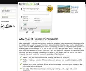 hotelsvenezuela.com: Hotels Venezuela
HotelsVenezuela.com is the #1 website if you're looking for hotels in Venezuela!