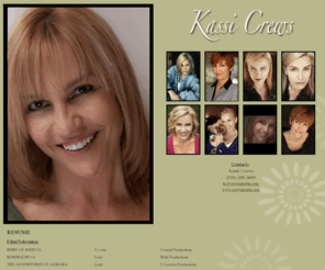 kcrews.com: Kassi Crews
Kassi Crews is a character or lead actress for film and television.  She also host's television and radio shows.