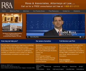 tnvaattorney.com: Ross and Associates Tennessee Virginia Law Firm | Personal Injury | Bankrupcty Lawyer Tennessee/Virginia | Workers Comp Attorney, SocialSecurity Claims | East Tennessee Southwest Virginia
Ross and Arthur is a full-service Tennesse/Virginia law firm with attorneys providing a FREE consultation and legal advice to clients in East Tennessee and Southwest Virginia on a full range of legal topics, including personal injury, divorce and Workers' Compensation claims.