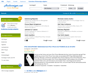 audiozeiger.net: Audio Kleinanzeigen bei audiozeiger.net
Kostenlose Kleinanzeigen und Inserate batteriewechsel audioproblem qualifizierte reparaturen technischer lautsprechersammlung kartenleser ersatzteile kostenloser wackelkontakt kopfhörerbuchse ipodgarantie ipodgrosshandel versicherung mängelsuche verhandlung herzogenrath resonanzgehäuse röhrenverstärker funktioniert