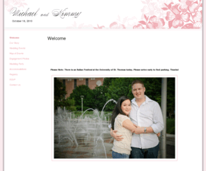 michaelandkimmy.com: Welcome - Michael and Kimmy - Wedding Website - Project Wedding
Project Wedding - plan your wedding with confidence.  Find wedding vendors, compare wedding vendor reviews, brainstorm ideas with wedding photos, and share wedding planning advice.