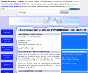 psychologue-en-ligne.net: PSYCHOLOGUE  EN  LIGNE
Consultations en ligne par isabelle POGGIOLI, Psychologue diplme consultations au cabinet  Magny-le-Hongre (77) et au Perreux (94)