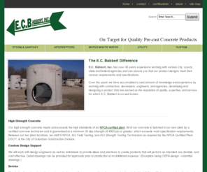 ecbabbert.com: Precast Concrete Products, Columbus Ohio | E.C. Babbert, Inc.
E.C. Babbert, Inc. has over 45 years experience working with various city, county, state and federal agencies and can assure you that our product designs meet their various requirements and specifications. 