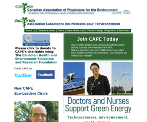 cape.ca: Canadian Association of Physicians for the Environment
Canadian Association of Physicians for the Environment