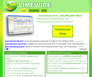 limewirefreedownload.org: Limewire Free Download - Download Limewire for Windows (Free)
Download Limewire Free for Windows.  Limewire Free Download.  Unlimited Music With Free LimeWire Download.