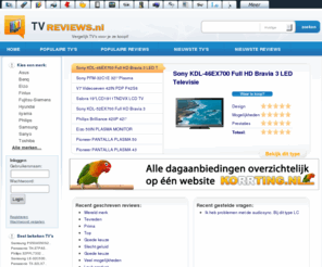 tvreviews.nl: TV Reviews | LCD Televisie vergelijken
TVreviews.nl - Vergelijk TV's voor je ze koopt! - TV Reviews LCD Televisie Review - TV aanbiedingen