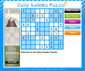 dailysudokupuzzle.com: Daily Sudoku Puzzle
Play the FREE Daily Sudoku Puzzle and try to beat the clock!