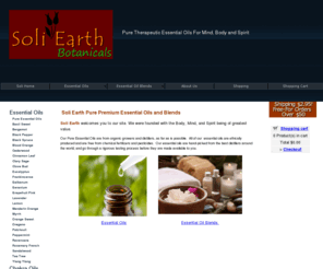 soliearth.com: Soli Earth Botanicals
Soli Earth is your source for natural earth friendly products. We provide pure essential oils and essential oil blends.