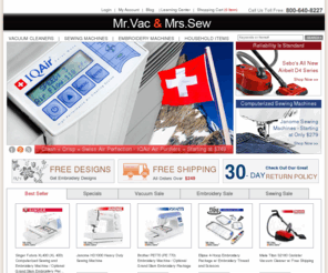 mrvacandmrssew.com: Miele Vacuum Cleaners, Janome sewing machines, Brother Embroidery Machines and Free Embroidery Designs
MrVacandMrsSew.com is proud to offer you a wide variety of sewing machines, vacuum cleaners, embroidery machines. Buy brother sewing and embroidery machines, miele vacuum cleaners, sewing cabinets and other branded items. We have vast collection of branded household items at affordable price.