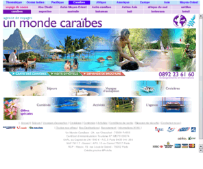 unmondecaraibes.com: Agence de voyage Caraïbes-voyage de noces Caraïbes-vacances Caraïbes-îles Caraïbes-séjour Caraïbes
Un Monde Caraïbes-Voyage aux Caraïbes-Organisez votre séjour aux Caraïbes avec nos agents de voyage spécialistes des destinations Caraïbes-Hôtels ou croisières Caraïbes