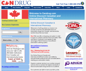 candrug.com: Online Discount Canada Pharmacy - Lexapro Canada, Avodart Canada, Advair 
			Canada
Providing online discount prescription drugs from Canada - CanDrug your choice for Canadian Internet pharmacy.