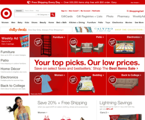 targetmerchandise.com: Target.com - Furniture, Patio, Baby, Toys, Electronics, Video Games
Shop Target and get Bullseye Free shipping when you spend $50 on over a half a million items. Shop popular categories: Furniture, Patio, Baby, Toys, Electronics, Video Games.