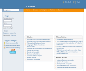 virtuem.net: Sigma Computação | Home - software jurídico, controle de processos
Software jurídico para controle de processos judiciais. Bem vindo ao web site da Sigma Computação. Aqui você encontra os mais completos softwares para a área jurídica: ProJuris, Litteris, Scriptum além de suporte técnico e download de demonstrações.