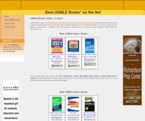 bestusmlebooks.com: USMLE Books
USMLE Books including one penny auctions for USMLE books, USMLE tests and videos, courses and software and get the best prices for Step 1, 2 and 3 books.