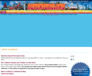 adventurelandpark.com: Adventureland Amusement Park (Des Moines, IA) : Home
Adventureland USA is Iowas largest and most complete family resort. Over 100 rides, shows and attractions including the country's most exciting roller coasters and thrill rides. Campground and hotel.