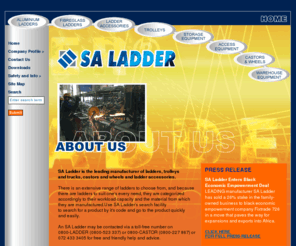 gravityladder.com: SA Ladder - South Africa's largest manufacturer of castors and ladders.
SA Ladder is the largest manufacturer of all types of ladders, castors, wheels, ... trucks and other household and industrial equipment in South Africa.