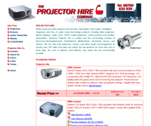 uk-hire.com: Projector Hire
UK projector hire and audio visual services including multimedia digital and video projector screen hire and sales options.