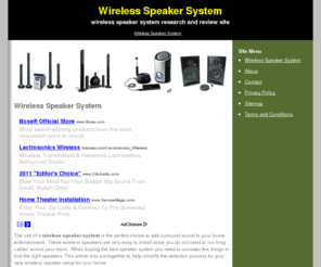 wirelessspeakersystems.net: Wireless Speaker Systems - Best Wireless Speaker System
Wireless Speaker Systems features the best Wireless Speaker System, reviews, and deals.  COMPARE & SHOP NOW!