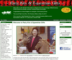 derbygifts.com: Party Kits & Equestrian Gifts
Party Kits & Equestrian Gifts is a store for horse lovers
 offering Official Kentucky Derby licensed merchandise and other racing and equine memorabilia.