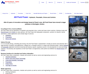 abfluidpowerltd.co.uk: AB Fluid Power | Rexroth Bosch | Hydac | hydraulics | pneumatic drives | drive controls
Rexroth Bosch and Hydac sales partners - AB Fluid Power. Hydraulic valves, hydraulic cylinders, pneumatic drives, drive control and linear motion solutions. AB Fluid Power provide high-grade components and systems for a broad range of hydraulics, pneumatics  or mechanical services  