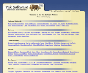 yaksoftware.com: Welcome to the Yak Software Archive!
The Yak Software Archive - Shareware and Freeware Downloads