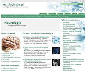 neurologiczne.pl: neurologiczne.pl - neurologia, choroby układu nerwowego
Neurologia opisuje choroby, które związane są uszkodzeniami układu nerwowego. Najczęstsze to zapalenie mózgu i opon mózgowych, choroba Alzheimera, choroba Parkinsona, choroba Huntingtona, stwardnienie rozsiane, padaczka, migrena, zaburzenia snu, udar mózgu.