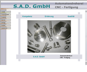 sad-cnc.com: S.A.D. GmbH: Automatendreherei und CNC-Fertigung (Möckmühl)
Fertigung von Präzisions Dreh- und Frästeilen von 6 - 320 mm Durchlaß, in Serie auf Drehautomaten und Kleinstserien