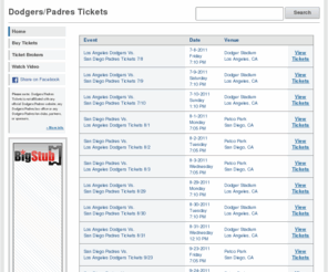 dodgerspadres.com: Dodgers vs. Padres Tickets - Padres vs. Dodgers Tickets
Consumer guide to buying Dodgers/Padres tickets! DodgersPadres.com reveals the cheapest Dodgers/Padres ticket sellers, updated daily.