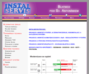 instalservis.com: Instal Servis - Rozvody z plastu, mědi a nerezi, solární ohřev vody - Blatnice - Vladimír Staněk
Podlahové a ústřední vytápění z plastu mědi a nerezu, kondenzační kotle