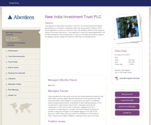 newindia-trust.org: New India Investment Trust, Aberdeen New India Investment Trust - Aberdeen Asset Management - New India Investment Trust PLC
Let us bring Asia to you. Our New India investment trust is a specialist trust investing in Indian companies.  Visit our website.