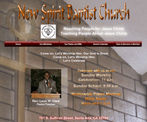 newspiritbaptistchurch.com: New Spirit Baptist Home
New Spirit Baptist Church, New Spirit, Baptist Church, Santa Ana Baptist Churches